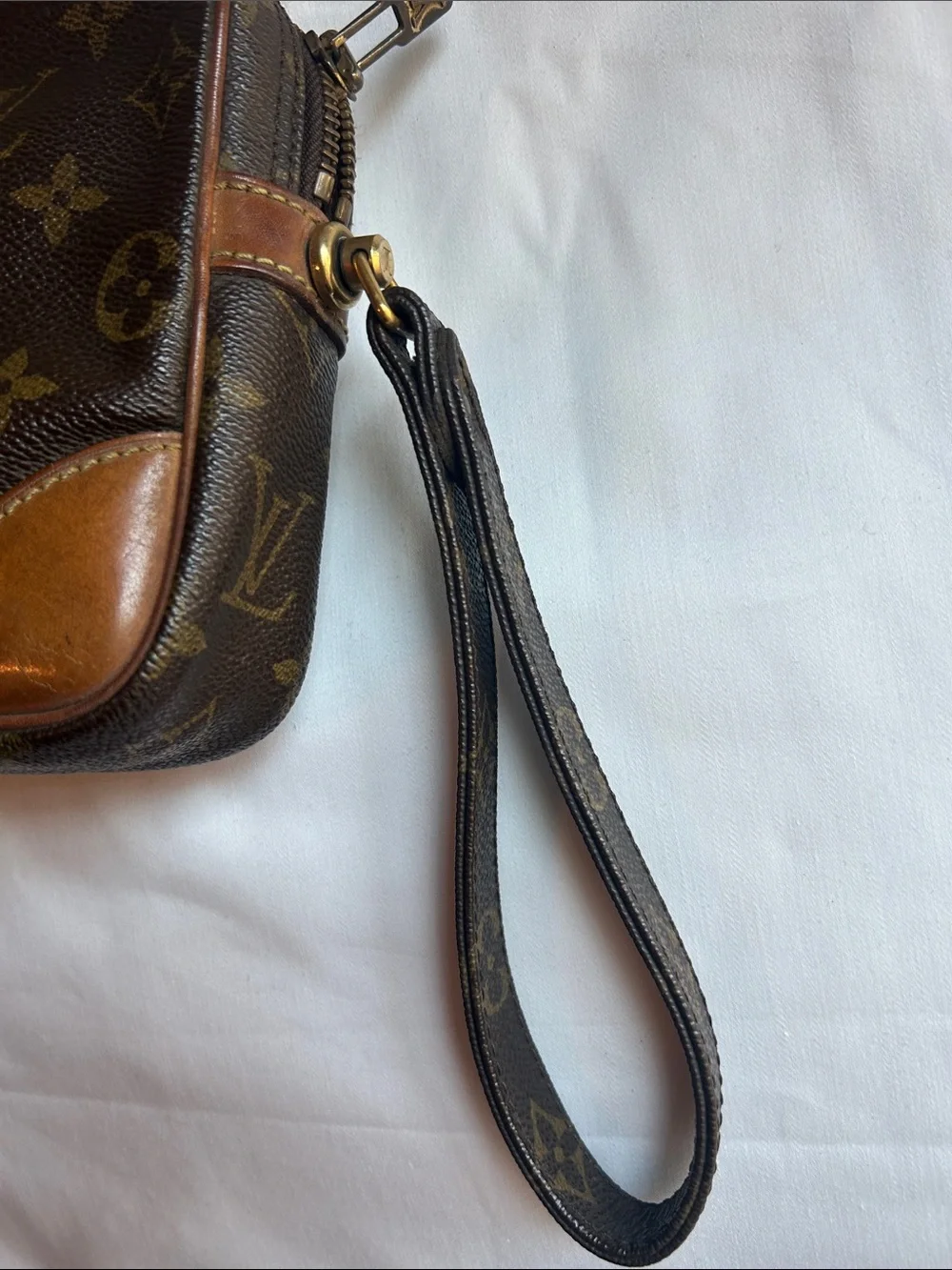 Louis Vuitton Monogram Wristlet in Brown and Tan